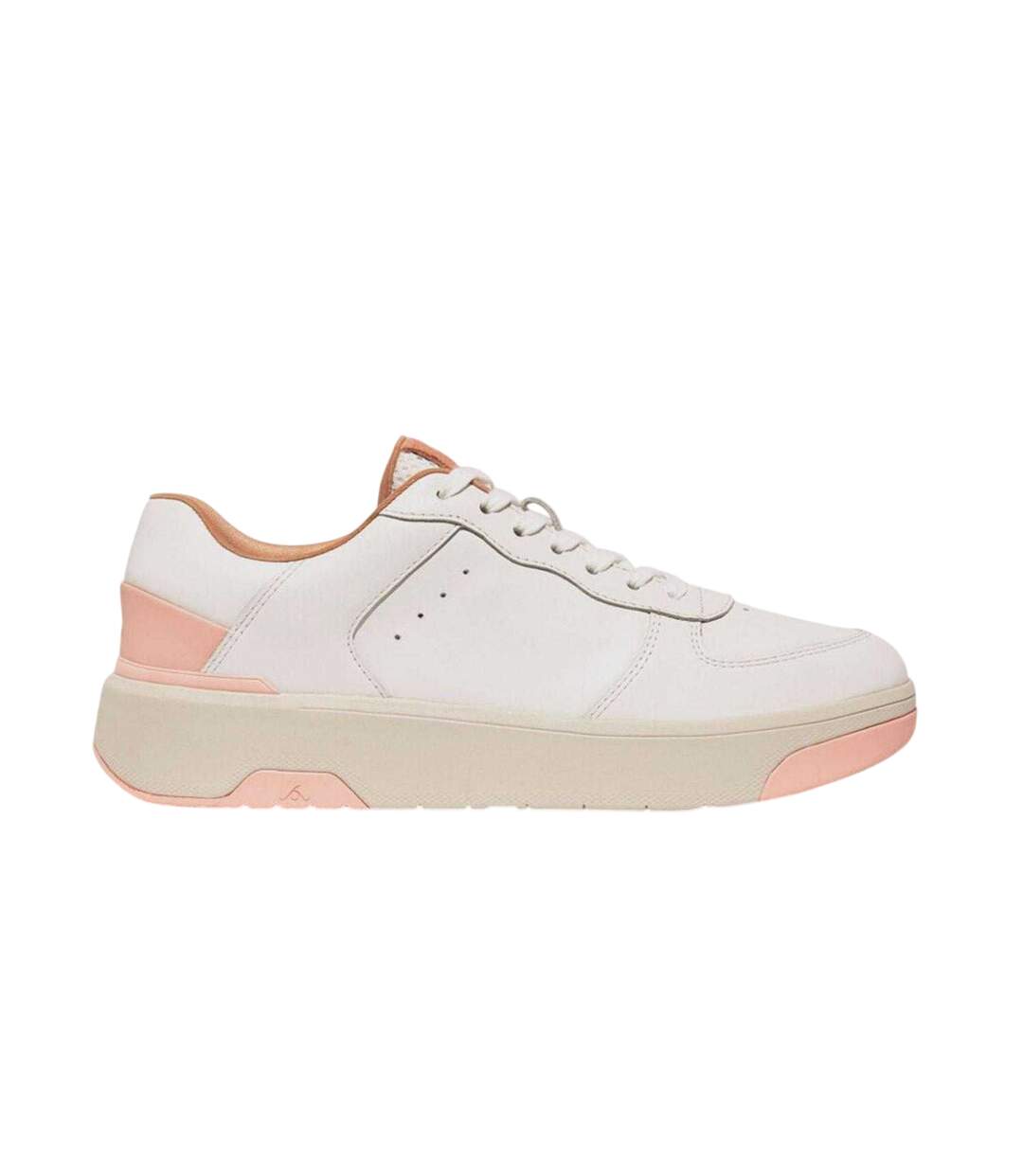 Womens/ladies Leather Trainers White Pink FitFlop-3