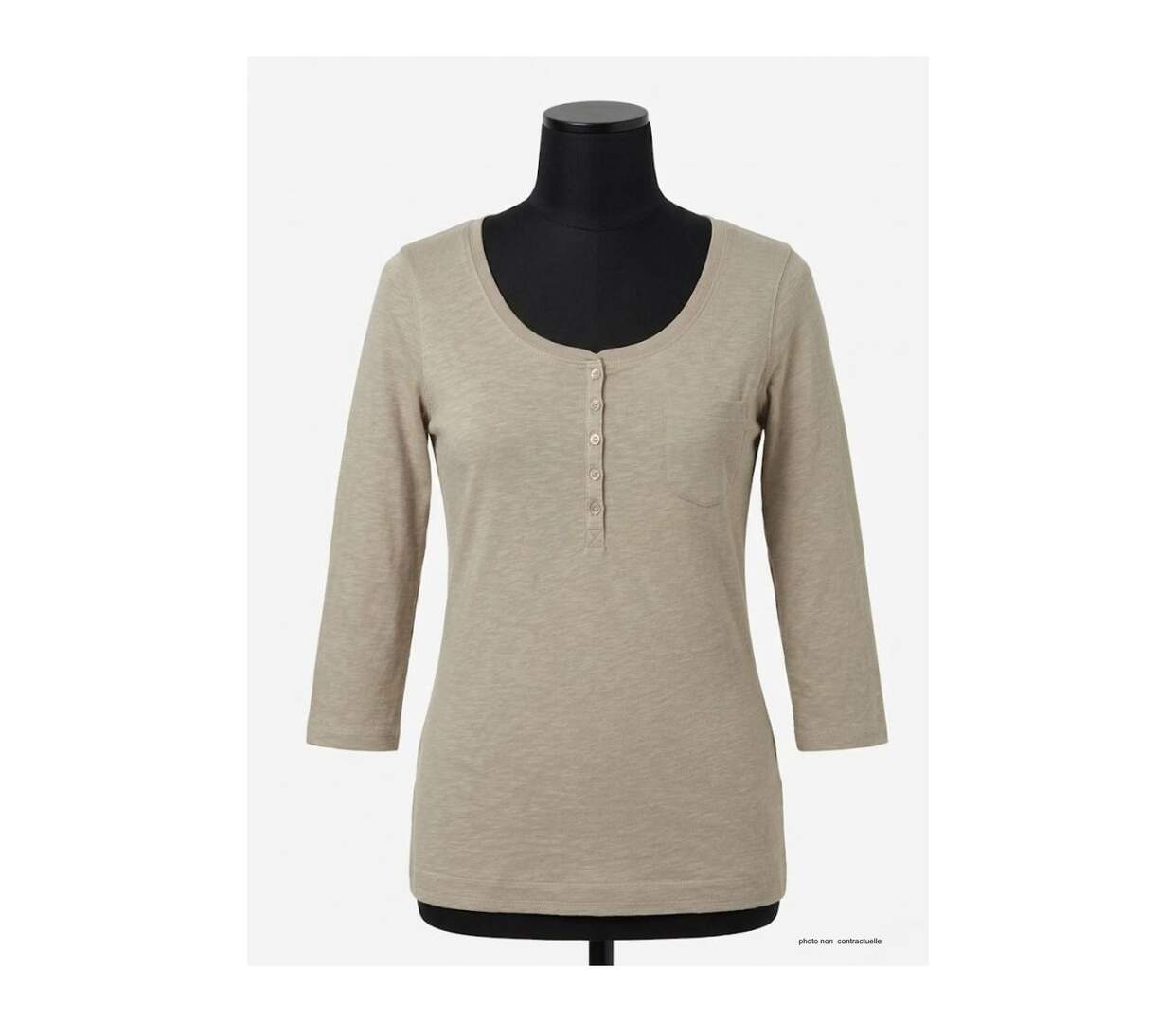 MAYFLOWER DIMITRI2 - Tee-shirt manches 3/4 beige : authenticité et confort pur coton-3