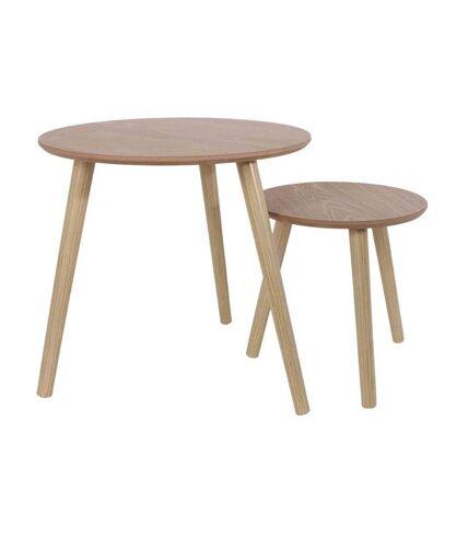 Tables gigognes rondes bois brut (Lot de 2)