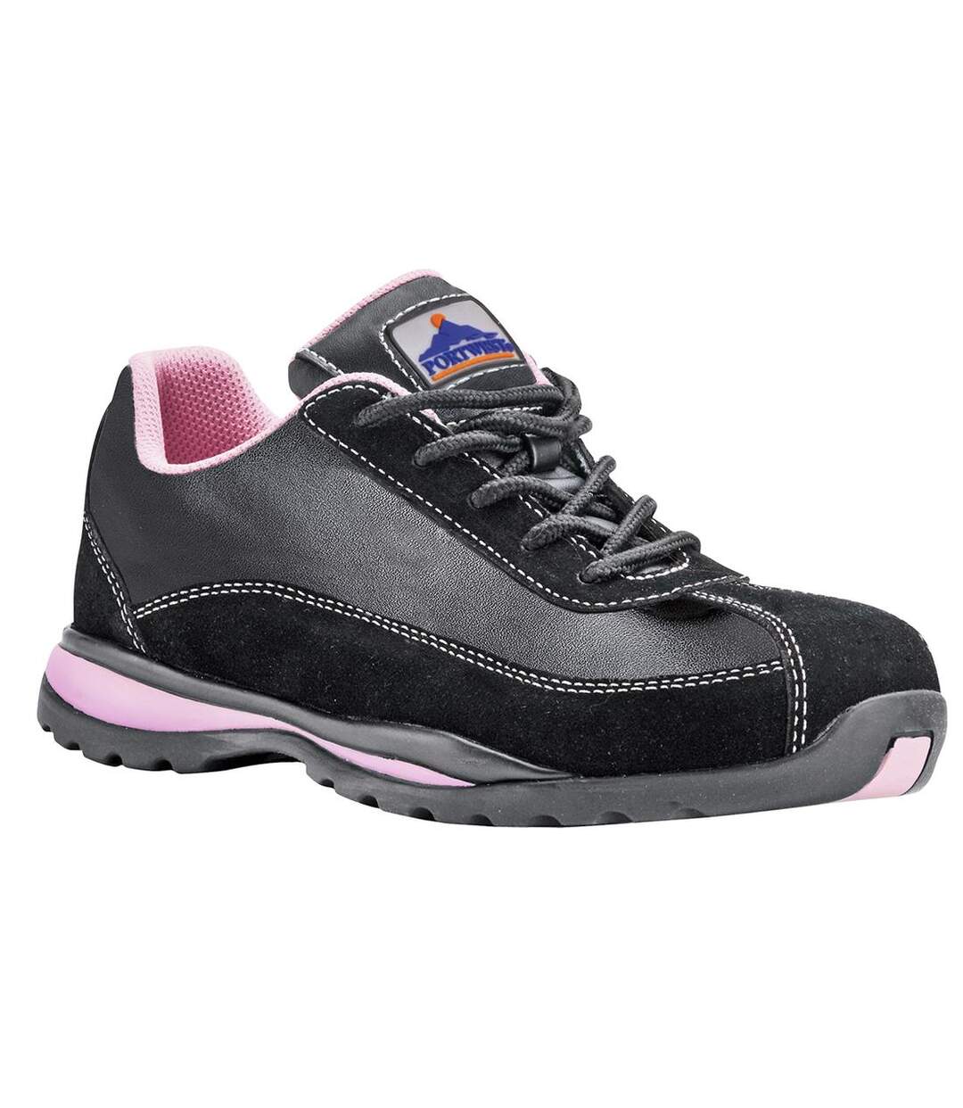 Womens/ladies steelite leather safety trainers black/pink Portwest-1