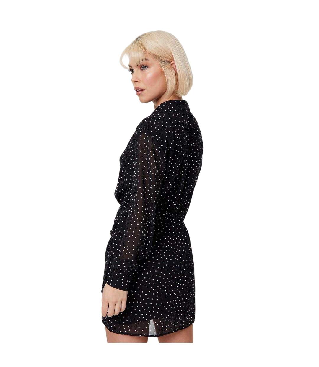 Womens/ladies Spotted Draped Shirt Dress Black Jack Wills-3
