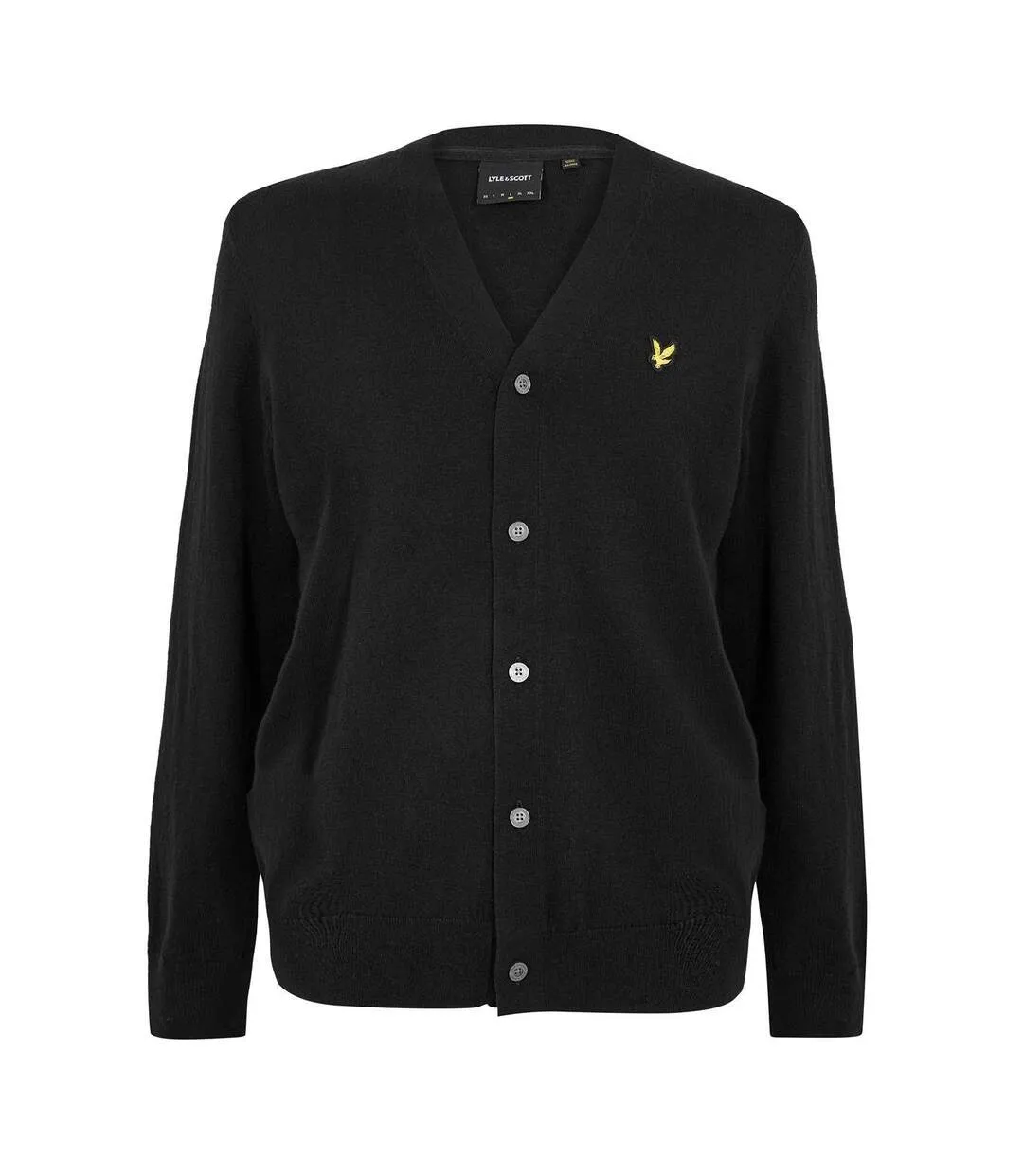 Mens V Neck Cardigan Jet Black Lyle & Scott-1