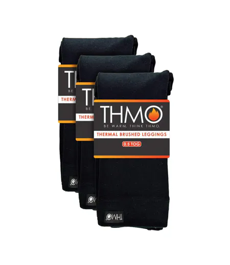 3 Pack Multipack Women's Black Thermal Footless Leggings, Ladies Winter Tights