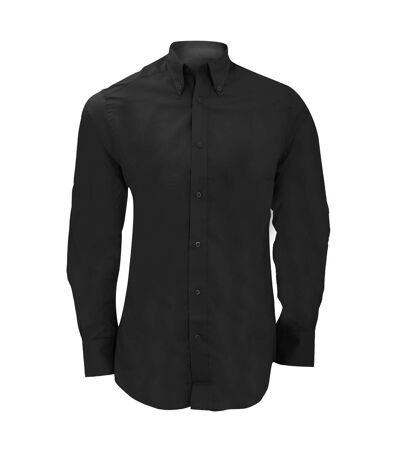 Mens city long sleeve business shirt black Kustom Kit