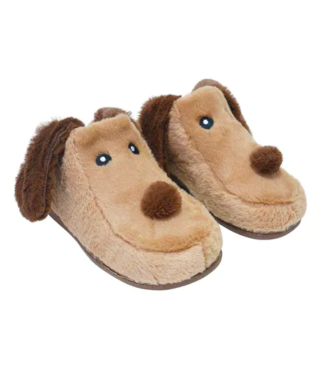 Chaussons Motif/style Chien Femme Marron K Collection