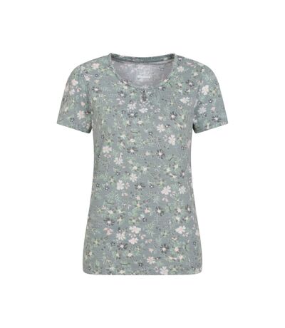 Mountain Warehouse Womens/Ladies Devon Flowers Keyhole T-Shirt (Pale Green) - UTMW3138