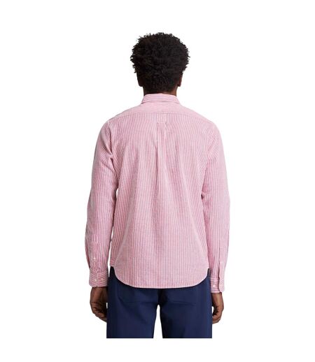 Mens Striped Seersucker Long-sleeved Button-down Shirt Burnt Sienna Timberland