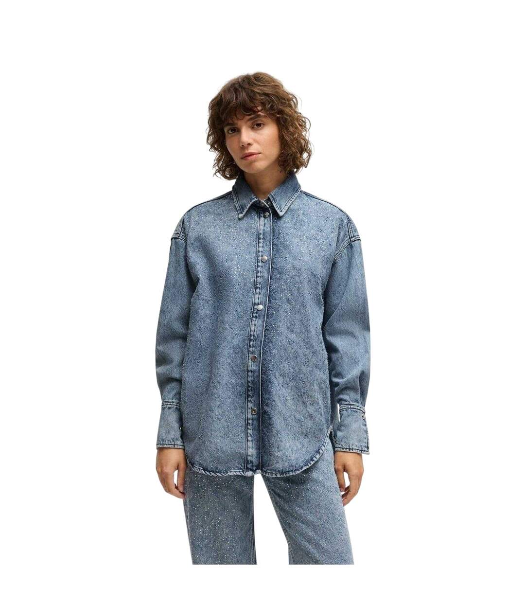 Chemise Manches Longues Femme Bleu Foncé Boss-2