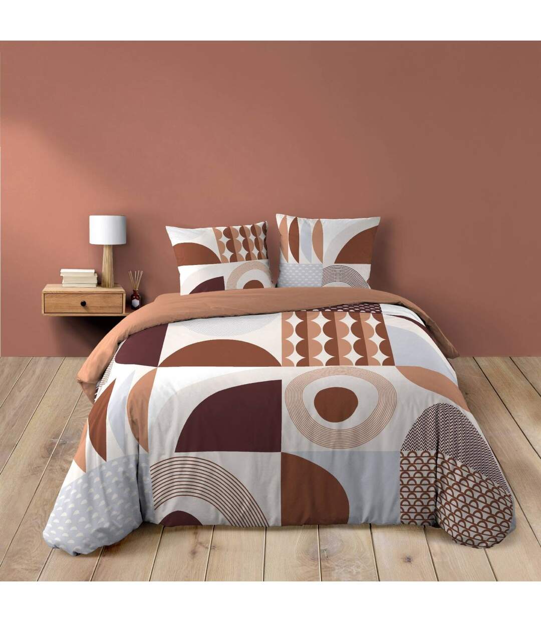 Parure de Lit 3 Pièces Gemma 240x220cm Terracotta-1