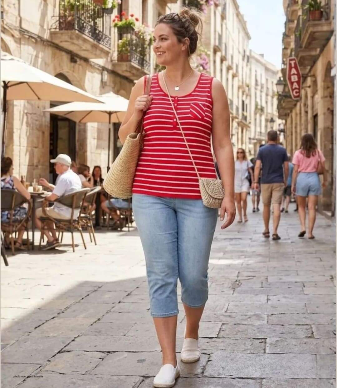 Axone EMIRAT1R Débardeur femme grande taille en coton rayé pour un confort estival absolu-5