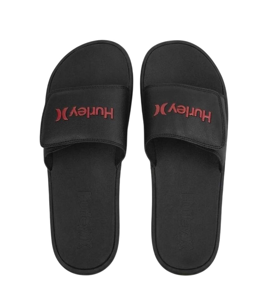 Mens Vel Sliders Black Red Hurley-3