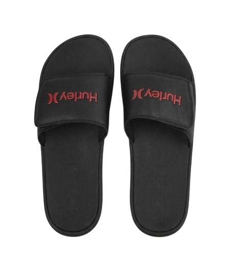 Mens Vel Sliders Black Red Hurley
