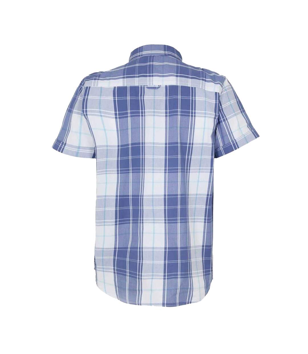 Mens Plaid Short-sleeved Shirt White Blue Bench-2