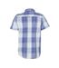 Mens Plaid Short-sleeved Shirt White Blue Bench-2