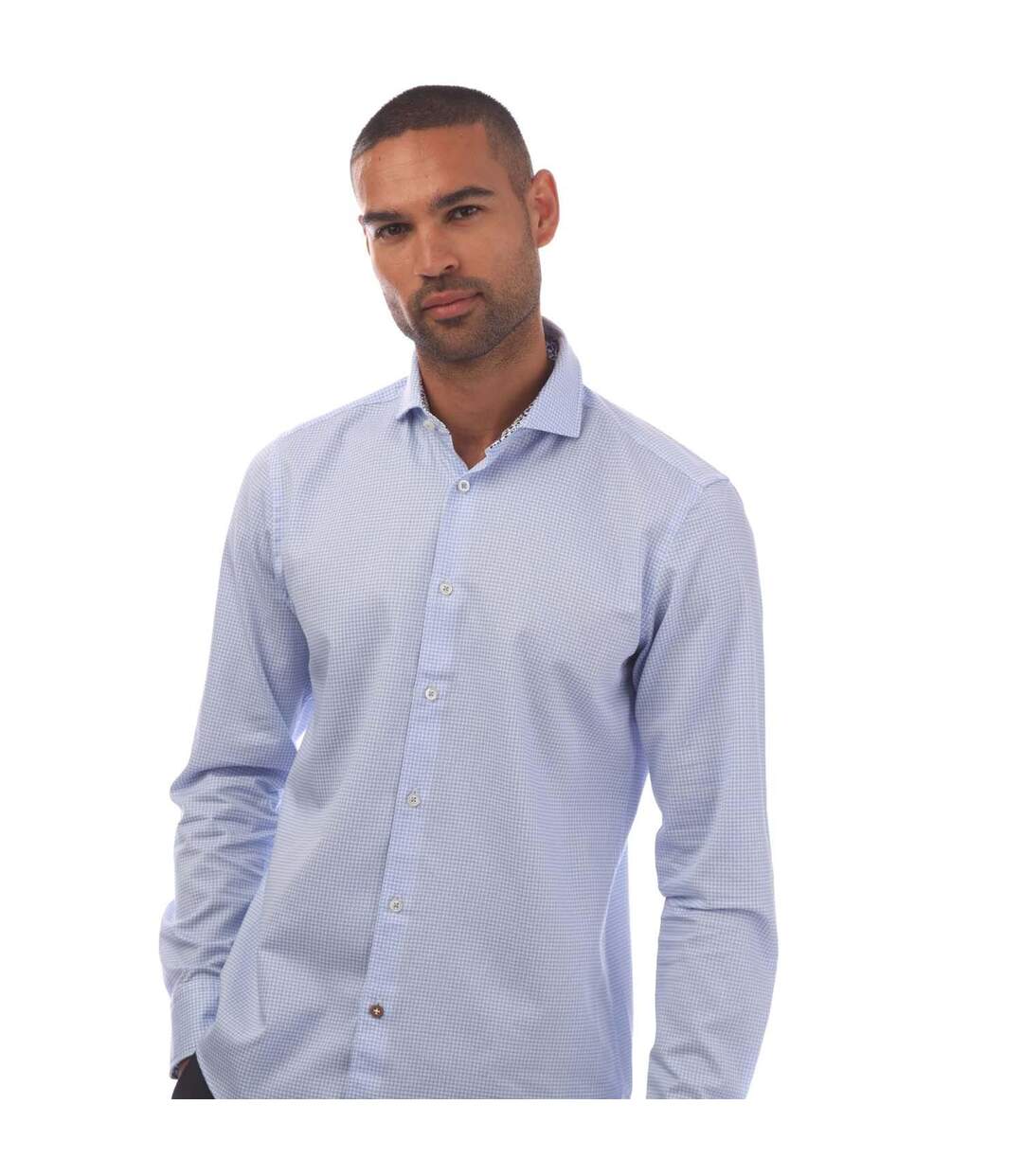 Chemise Style À Petits Carreaux C-hal Homme Bleu Boss-4