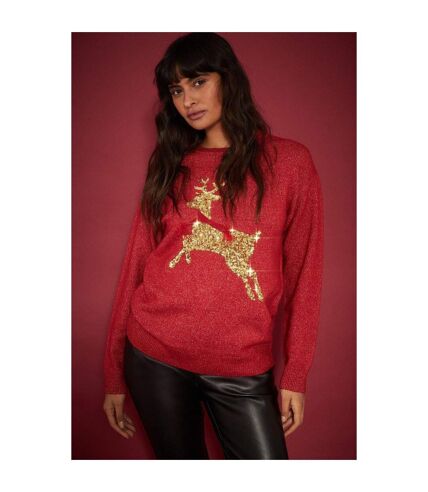 Dorothy Perkins Womens/Ladies Reindeer Christmas Sweater (Red) - UTDP4674