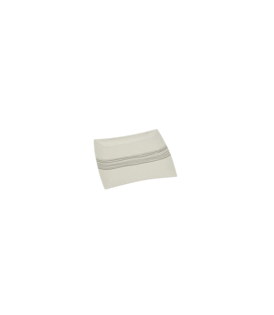 Lot de 6 Assiettes à Dessert Carrées Lignes 20cm Blanc-2