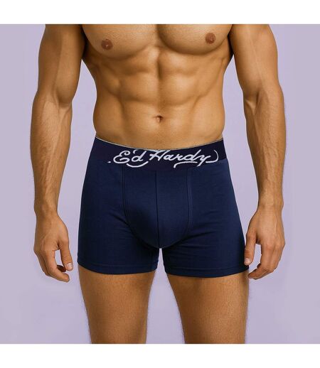 Ed Hardy - Lot de 5 Boxers Homme Bleus Taille Élastique