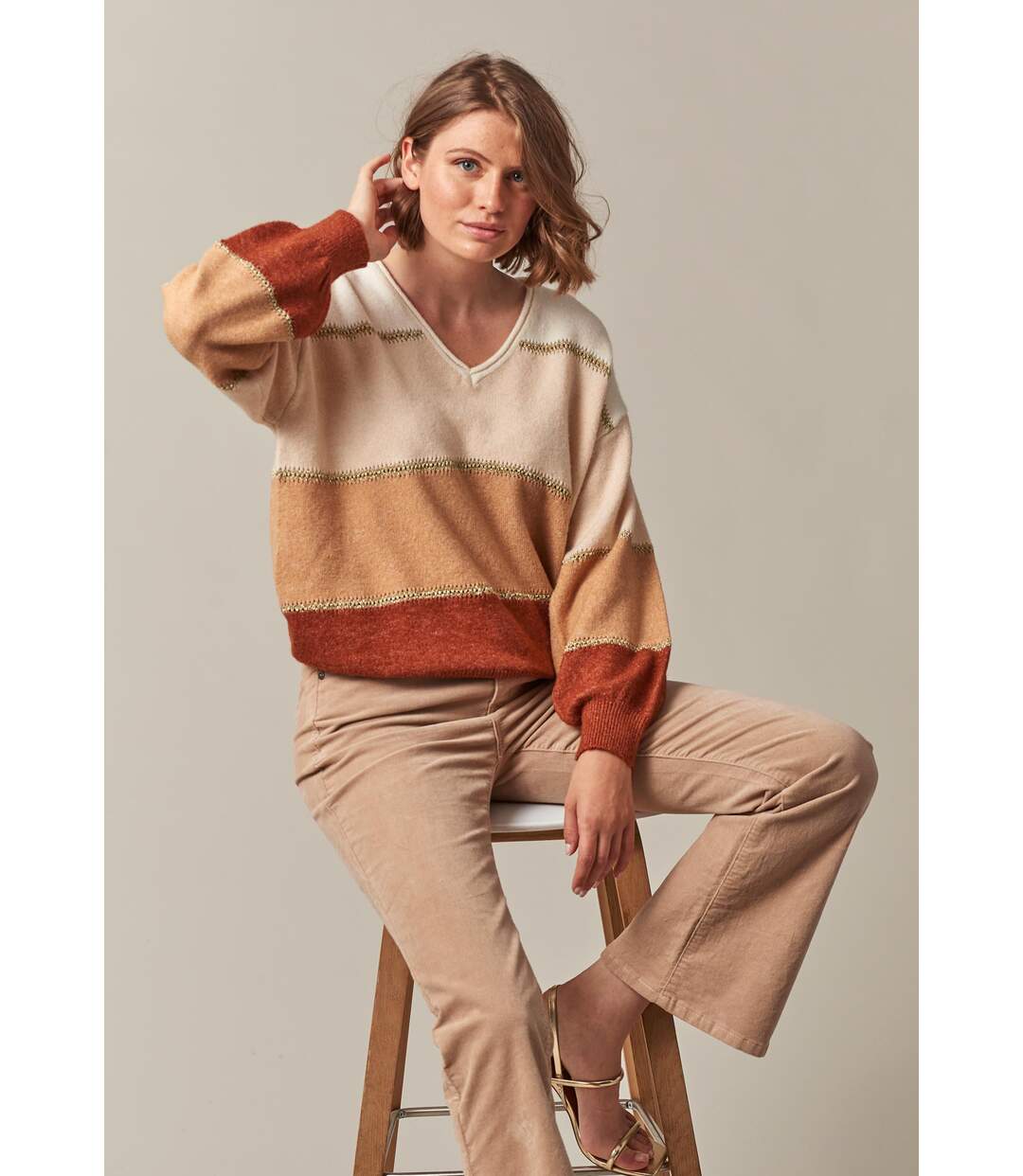 Pull femme à rayures en jersey lurex LODINA-3