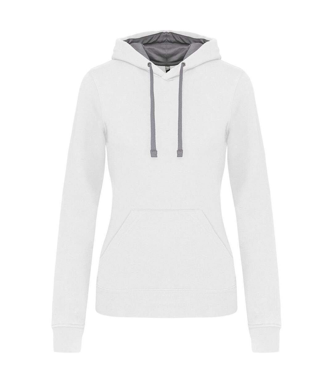 Sweat à capuche contrastée - Femme - K465 - blanc et gris