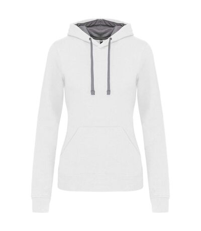 Sweat à capuche contrastée - Femme - K465 - blanc et gris