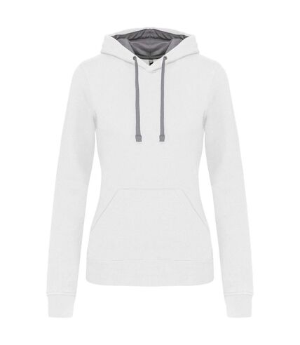 Sweat à capuche contrastée - Femme - K465 - blanc et gris