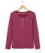 MAYFLOWER NOBEL2 : Tee-shirt manches longues fuchsia imprimé avec col boutonné-2