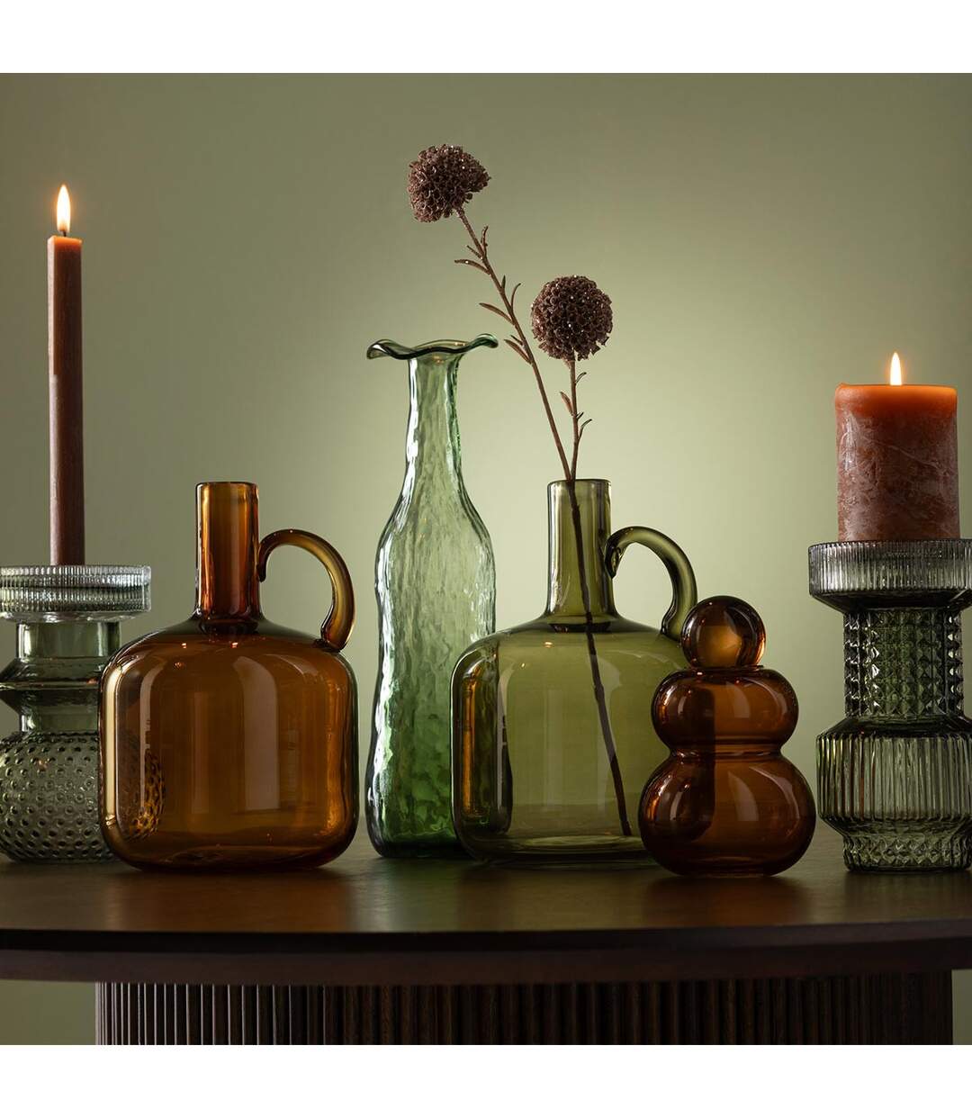 Vase Design en Verre Eclosion 33cm Vert-3