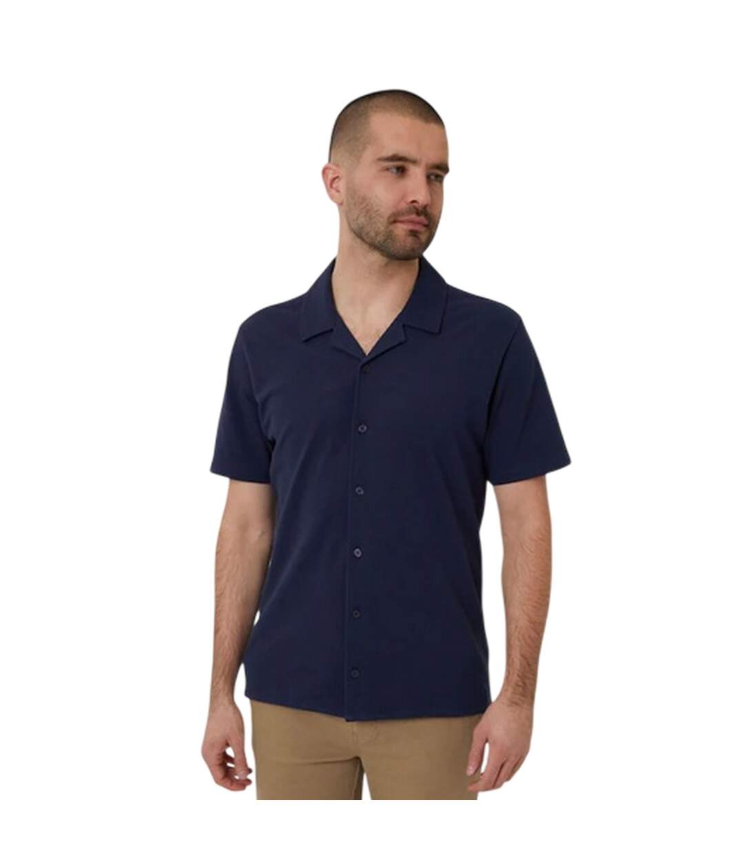 Mens Kaylian Regular Short-sleeved Shirt Navy Threadbare-2