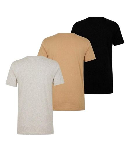 Lot De 3  T-shirts Motif/style Classique Homme Marron Clair Gris Noir Ralph Lauren
