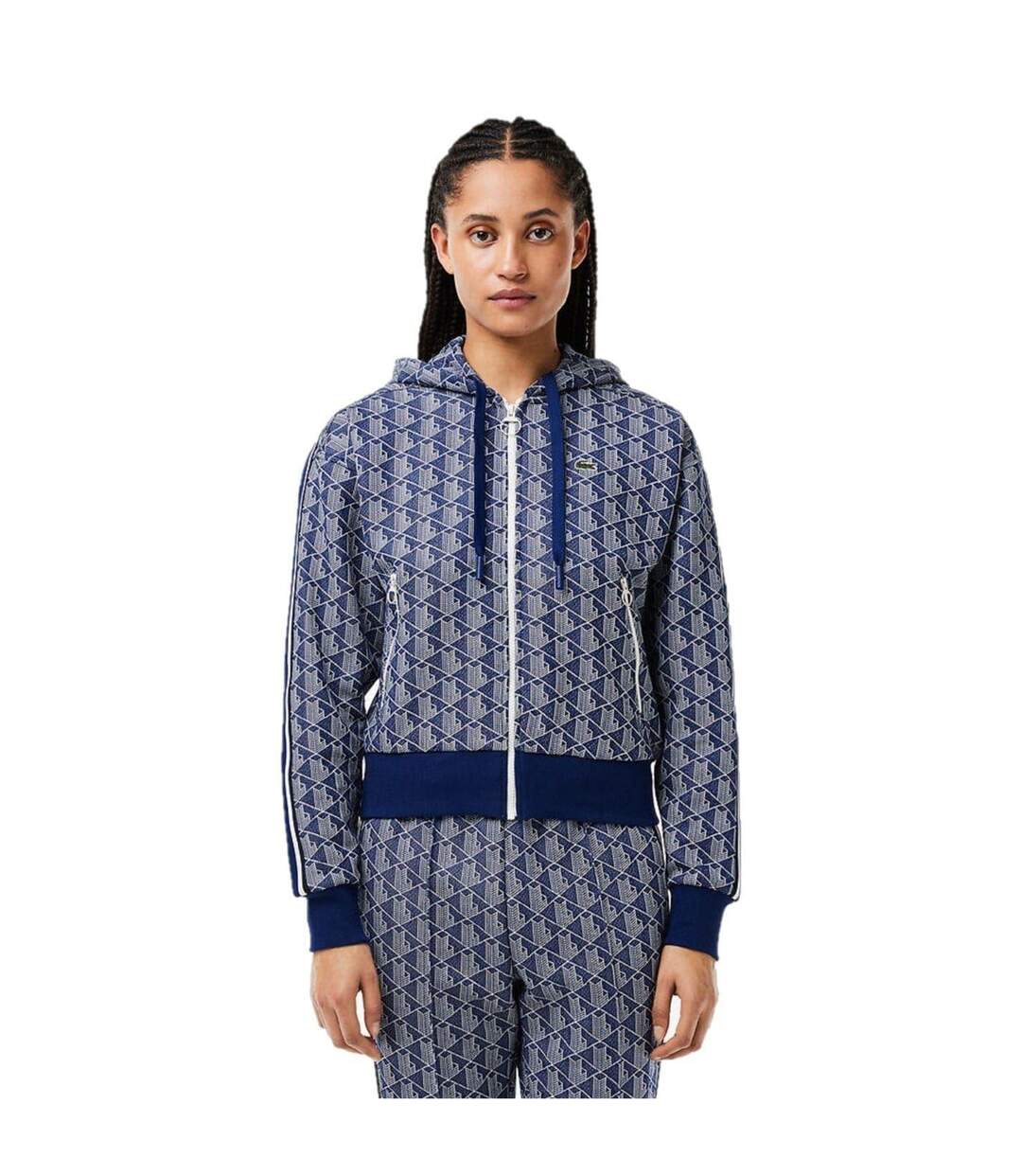 Veste À Capuche Motif/style Imprimé Intégral Femme Bleu Méthyle Lacoste-1