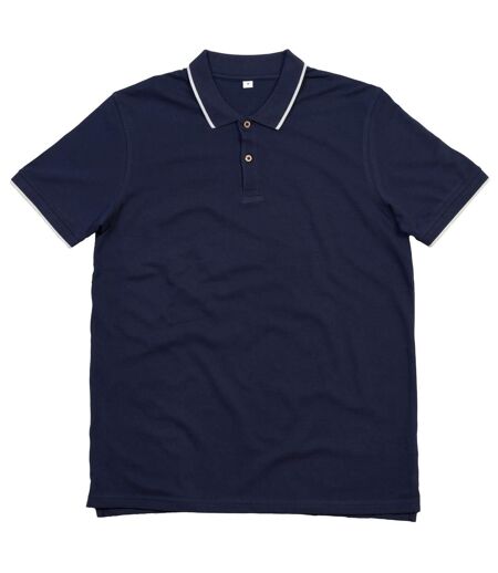 Mens Tipped Polo Shirt Navy White Mantis