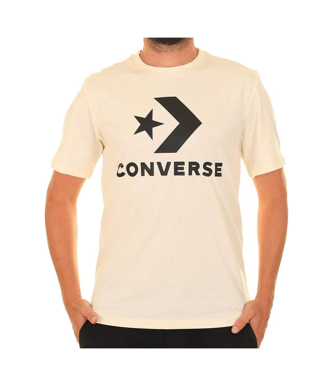 T-Shirt ecru homme converse large-1