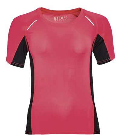 t-shirt running manches courtes - Femme - 01415 - rouge corail fluo