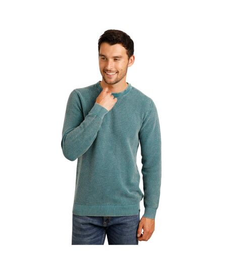 Mens easton waffle crew neck jumper ensign blue Weird Fish