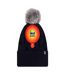 Ladies Knitted Turnover Cuffed Pom Pom Beanie Hat with Bobble-2