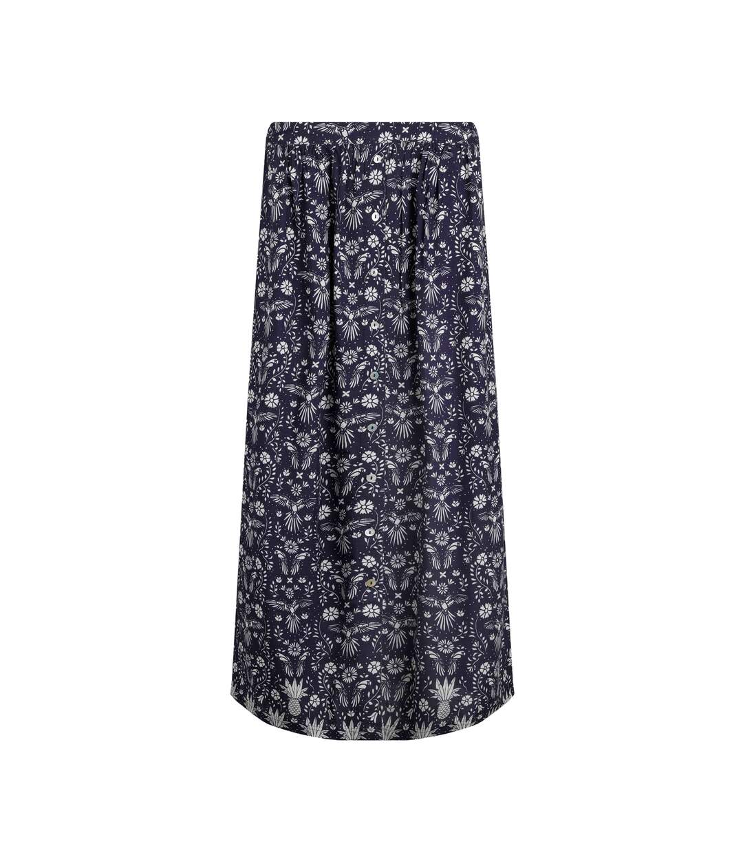 Womens/ladies nina livaeco printed midi skirt rich navy Weird Fish-1