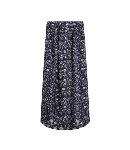 Womens/ladies nina livaeco printed midi skirt rich navy Weird Fish
