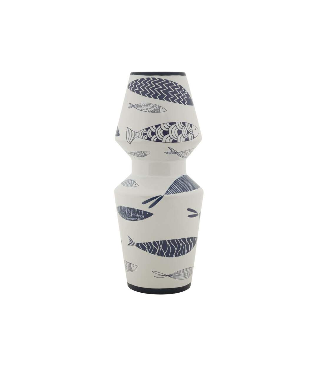 Vase Double en Céramique Poissons 34cm Multicolore-1