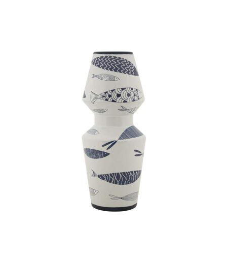 Vase Double en Céramique Poissons 34cm Multicolore