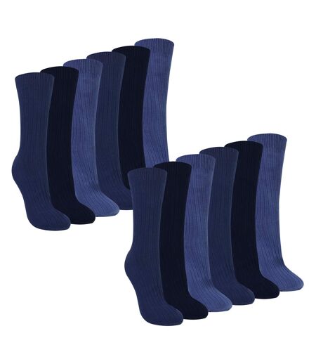 Ladies 12 Pack 100% Cotton Soft Breathable Socks
