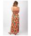 Robe longue fendue GLORIA fines bretelles motif fleuri tropical Coton Du Monde