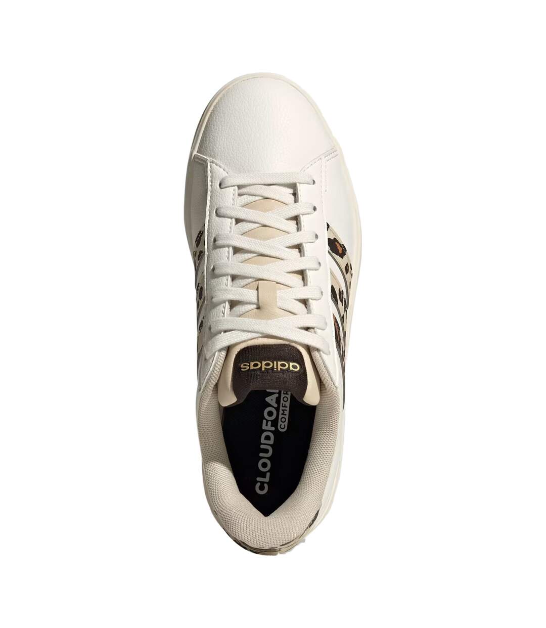 Womens/ladies Grand Court Platform Trainers White Leopard Adidas-4