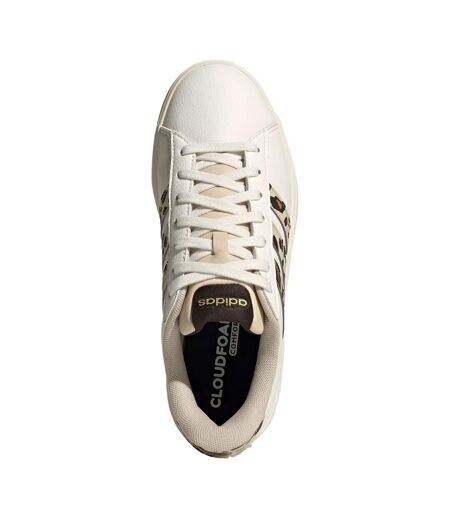 Womens/ladies Grand Court Platform Trainers White Leopard Adidas