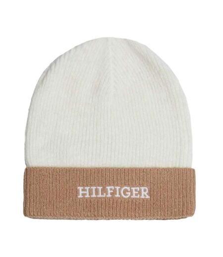 Bonnet blanc/marron femme tommy hilfiger beanie