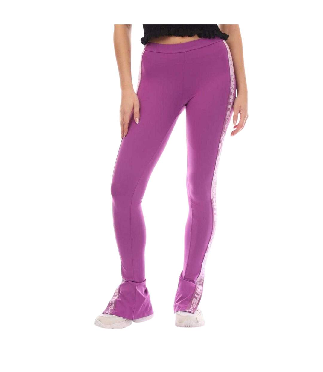 Legging Motif/style Logo Et Bande Femme Rose Off White-1