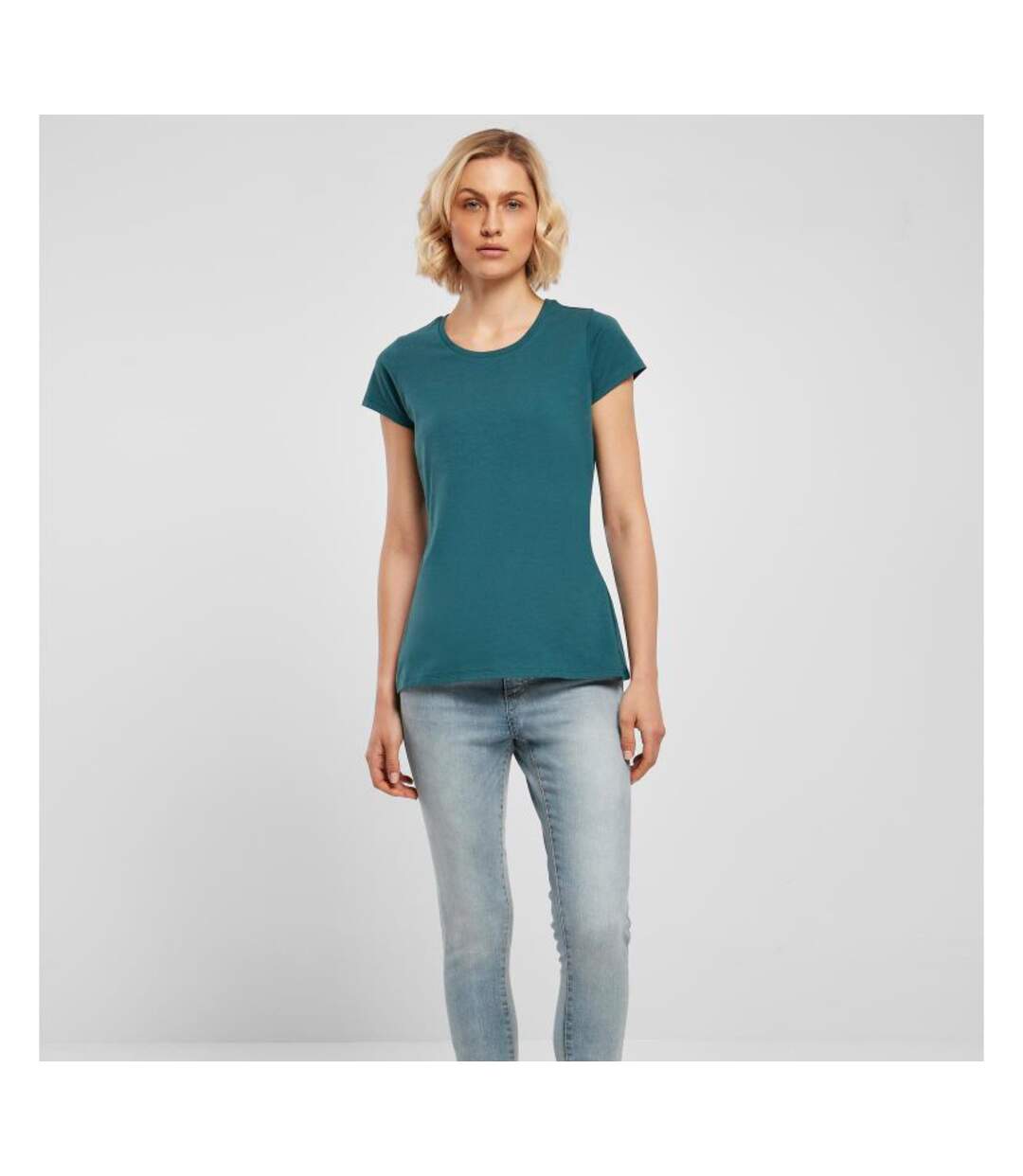 T-shirt basic femme bleu sarcelle Build Your Brand