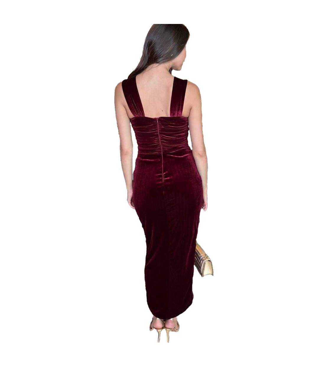 Robe Mi-longue Femme Bordeaux Ax-3