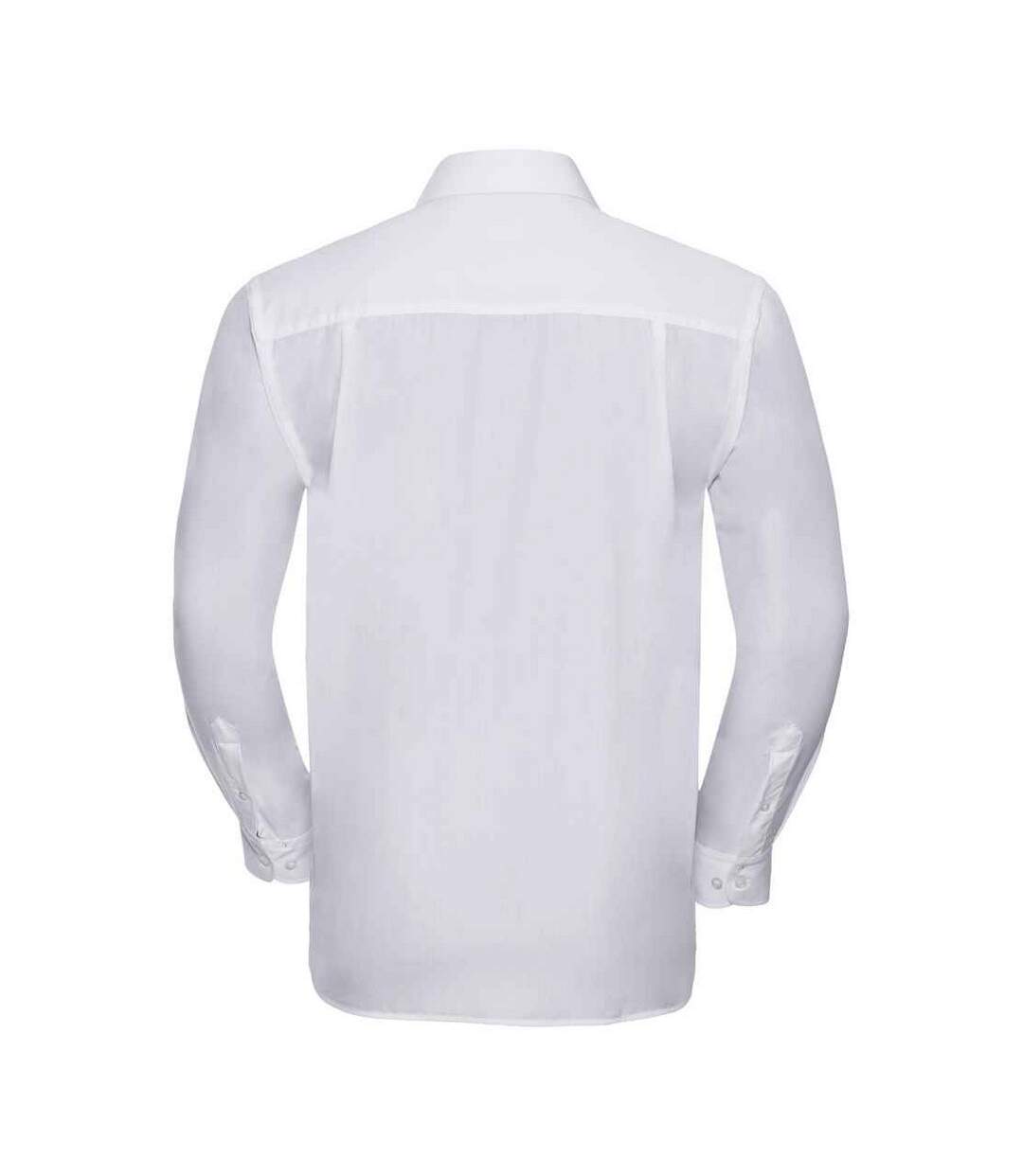 Mens Poplin Easy-care Long-sleeved Formal Shirt White Russell Collection-2