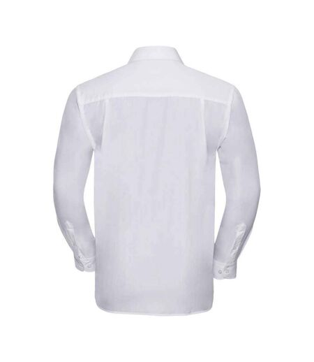 Mens Poplin Easy-care Long-sleeved Formal Shirt White Russell Collection